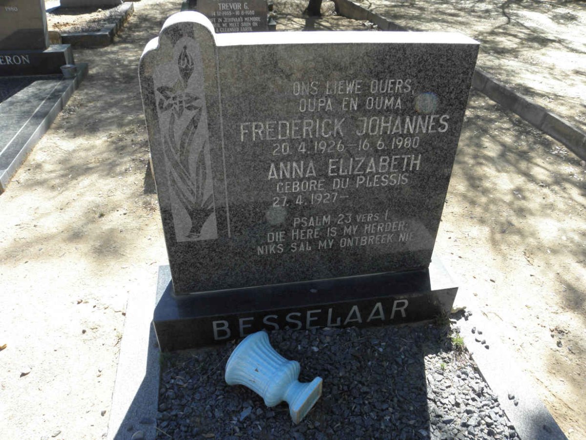 BESSELAAR Frederick Johannes 1926-1980 &amp; Anna Elizabeth DU PLESSIS 1927-
