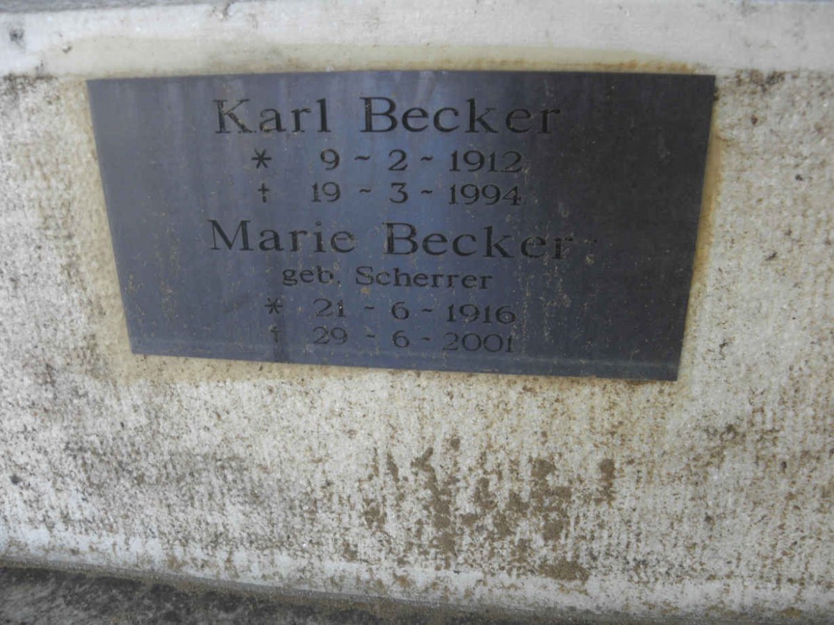 BECKER Karl 1912-1994 &amp; Marie SCHERRER 1916-2001