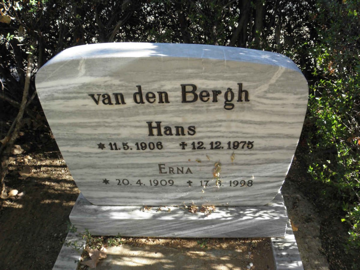 BERGH Hans, van den 1906-1975 &amp; Erna 1909-1998