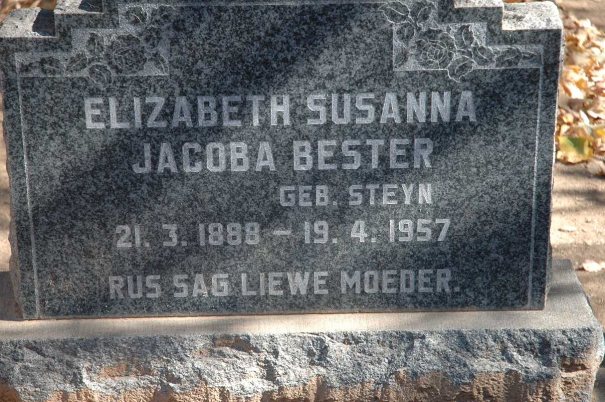 BESTER Elizabeth Susanna Jacoba nee STEYN 1888-1957