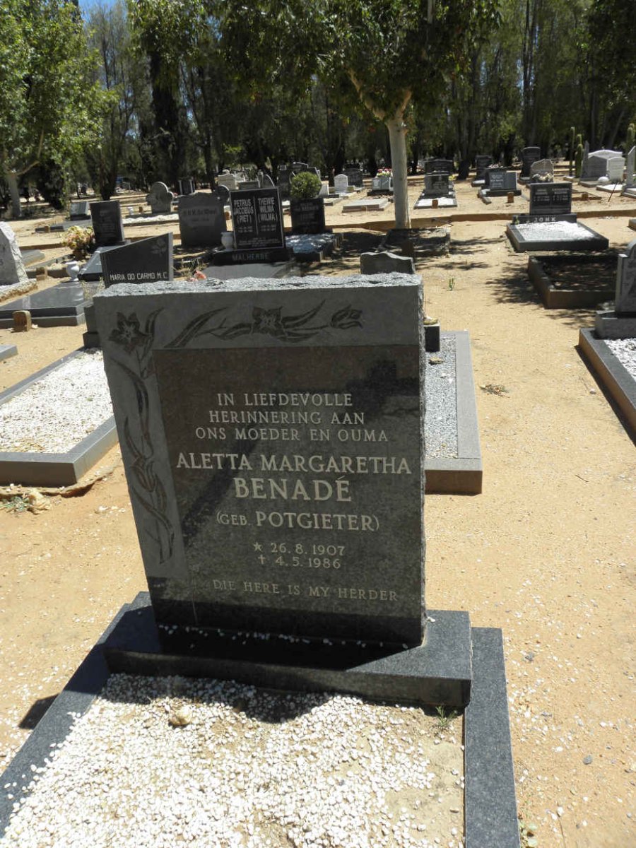 BENADE Aletta Margaretha nee POTGIETER 1907-1986