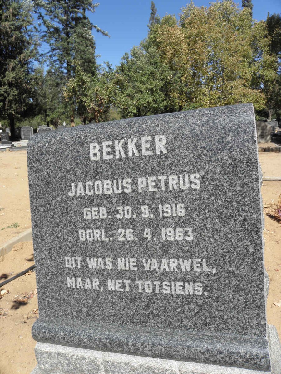 BEKKER Jacobus Petrus 1916-1963