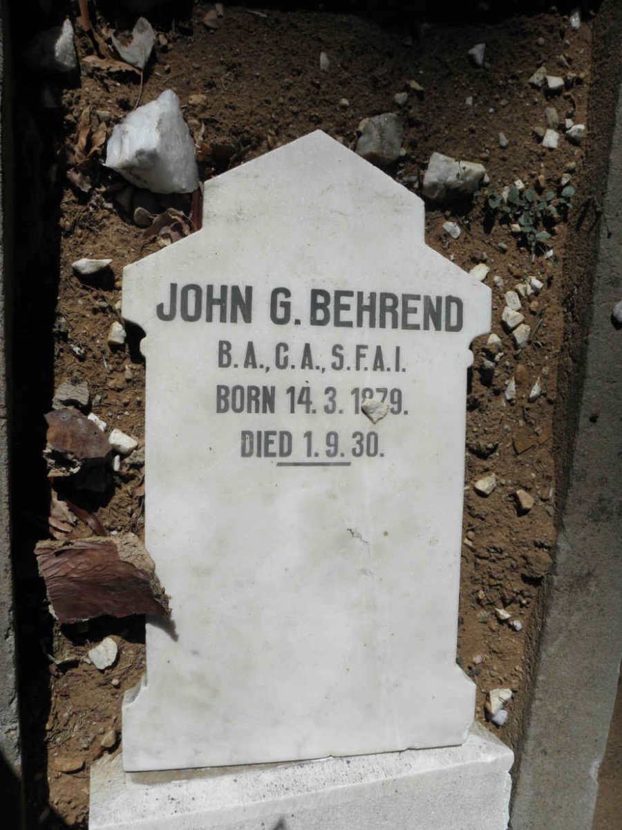 BEHREND John G. 1879-1930