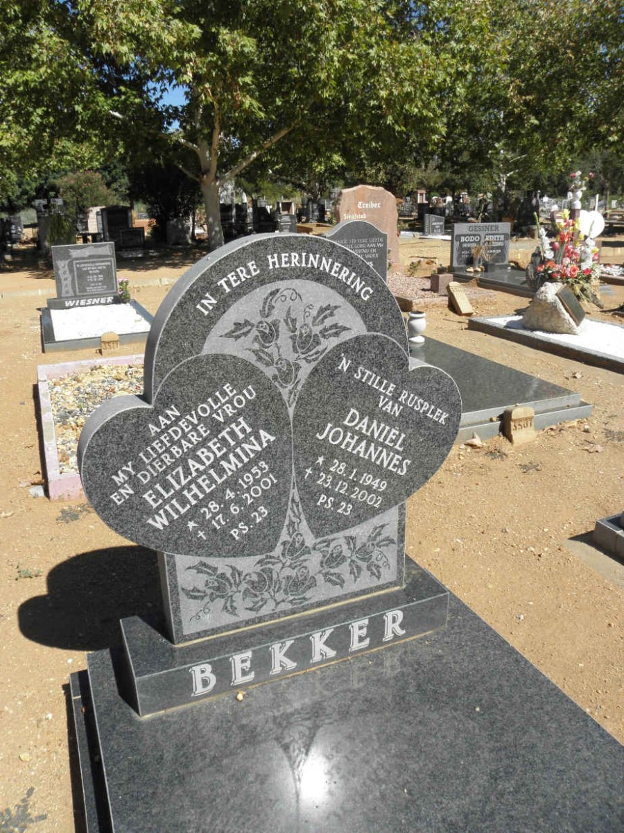 BEKKER Daniel Johannes 1949-2002 &amp; Elizabeth Wilhelmina 1953-2001