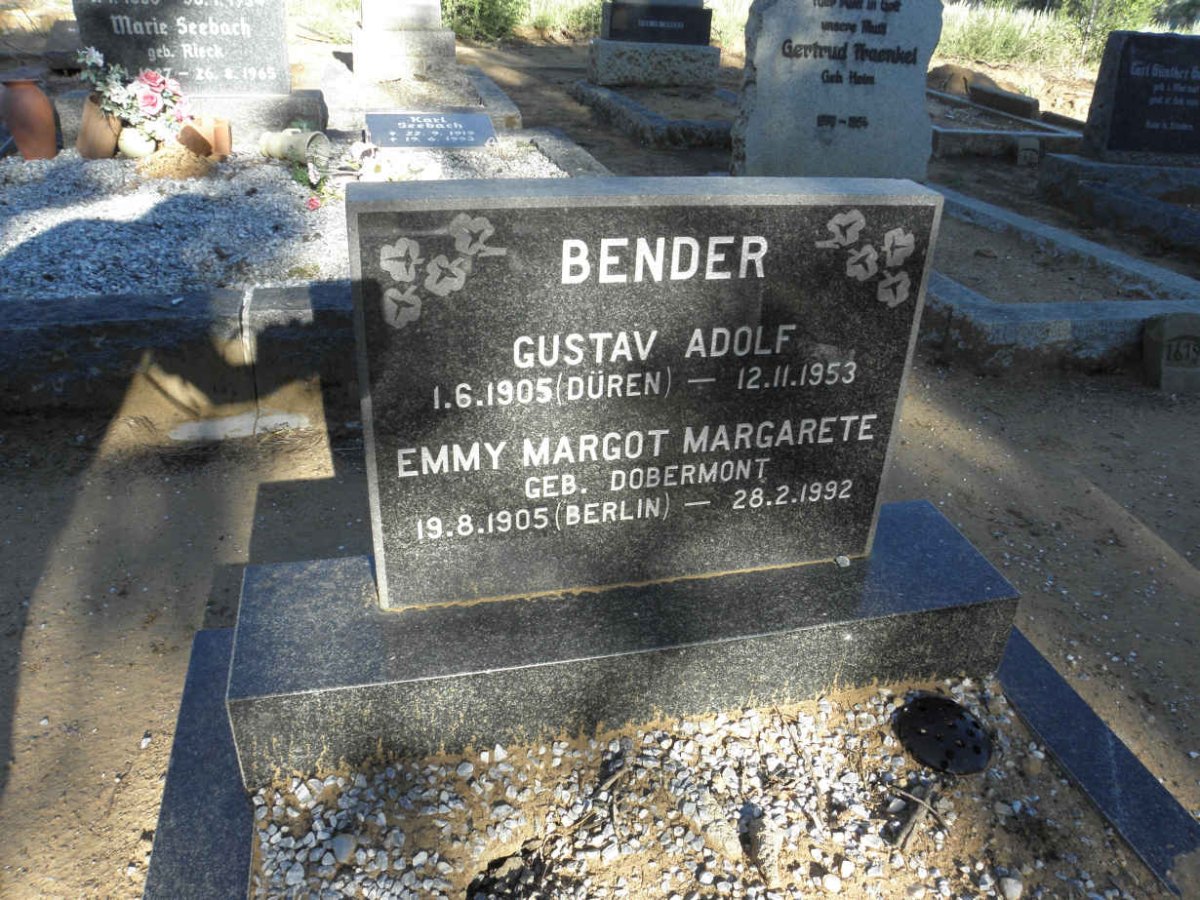 BENDER Gustav Adolf 1905-1953 &amp; Emmy Margot Margarete DOBERMONT 1905-1992