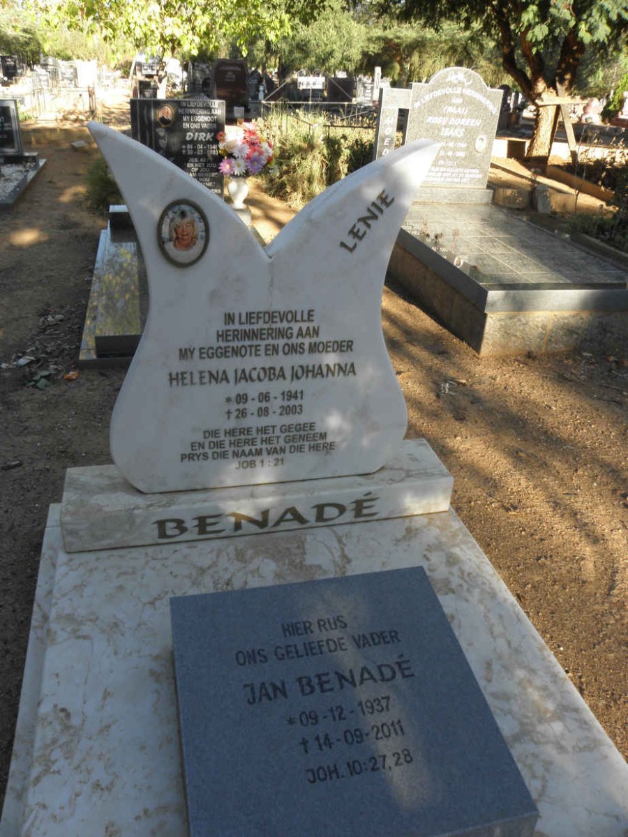 BENADÉ Jan 1937-2011 &amp; Helena Jacoba Johanna 1941-2003 