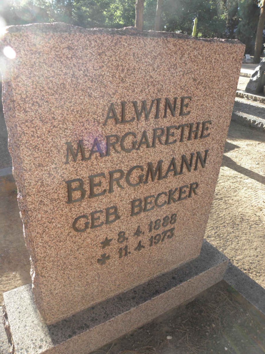 BERGMANN Alwine Margarethe nee BECKER 1888-1973
