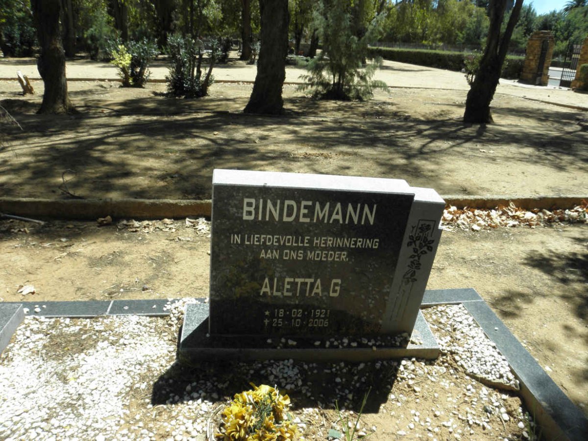 BINDEMANN Aletta G. 1921-2006