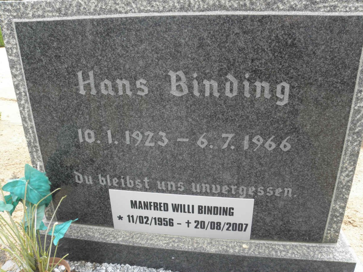 BINDING Hans 1923-1966 :: BINDING Manfred Willi 1956-2007