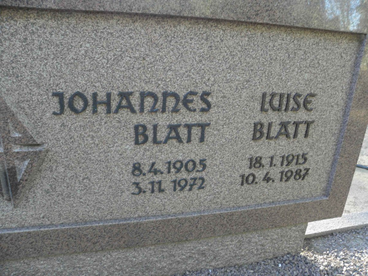 BLATT Johannes 1905-1972 &amp; Luise 1915-1987
