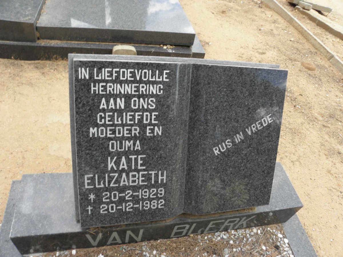 BLERK Kate Elizabeth, van 1929-1982