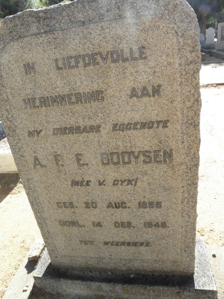 BOOYSEN A.F.E. nee V. DYK 1895-1946
