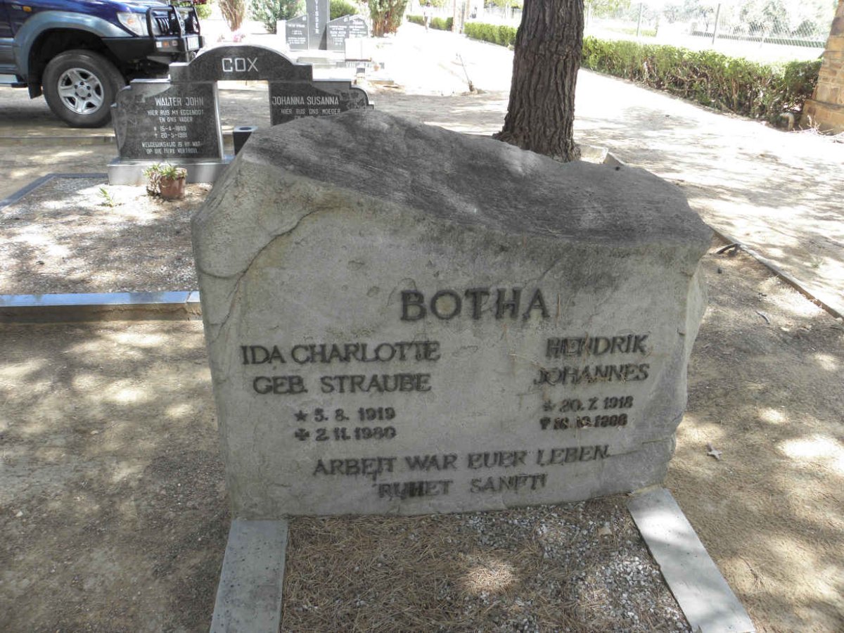 BOTHA Hendrik Johannes 1918-1998 &amp; Ida Charlotte STRAUBE 1919-1980