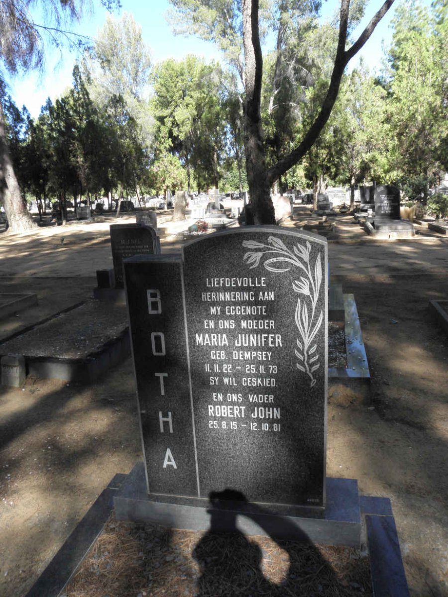 BOTHA Robert John 1915-1981 &amp; Maria Junifer DEMPSEY 1922-1973