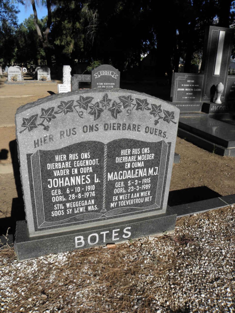 BOTES Johannes L. 1910-1974 &amp; Magdalena M.J. 1915-1989