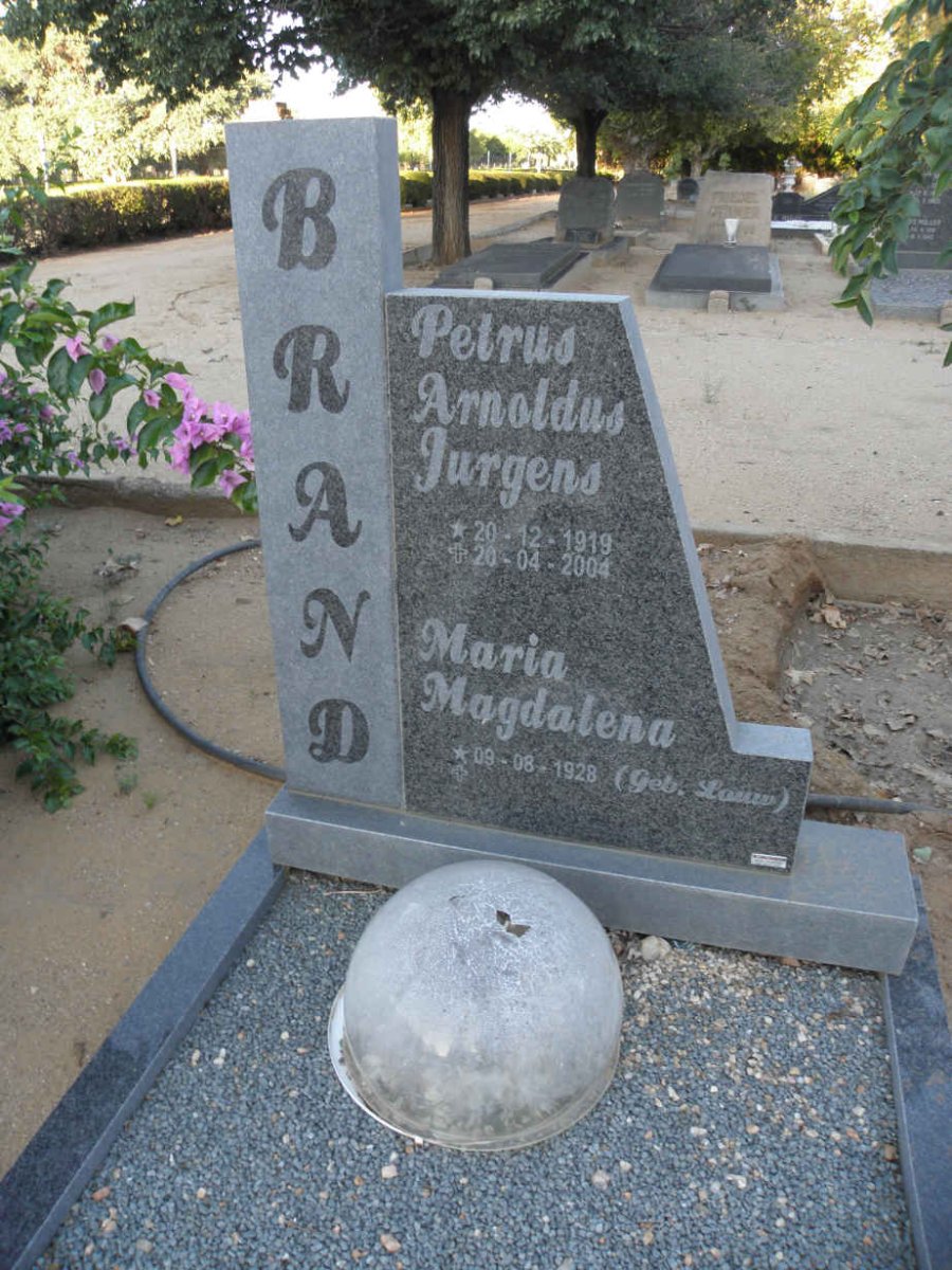 BRAND Petrus Arnoldus Jurgens 1919-2004 &amp; Maria Magdalena LOUW 1928-
