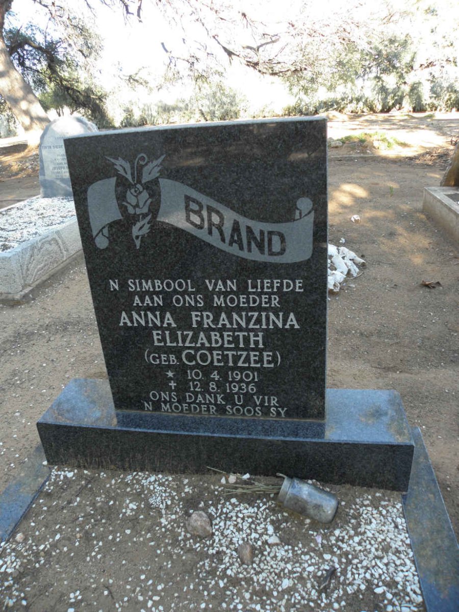 BRAND Anna Franzina Elizabeth nee COETZEE 1901-1936