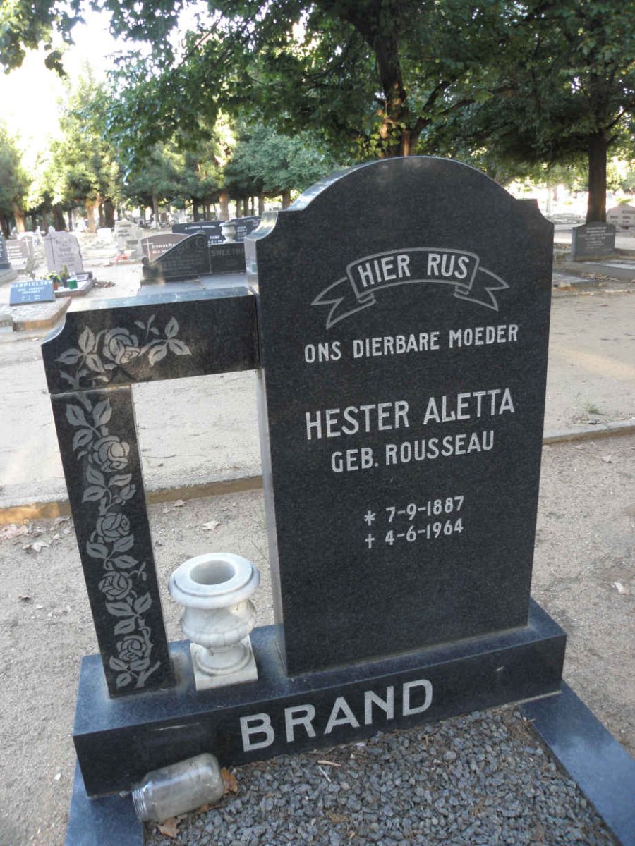 BRAND Hester Aletta nee ROUSSEAU 1887-1964