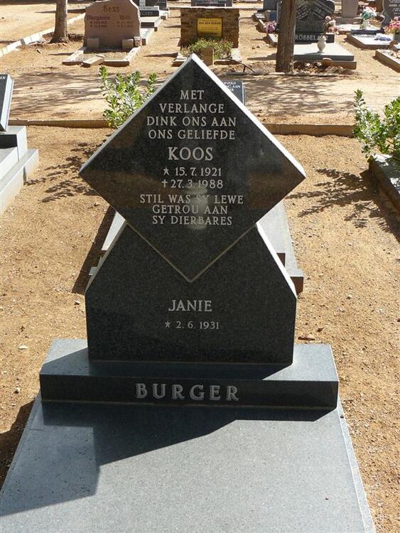 BURGER Jacobus Frederick 1921-1988