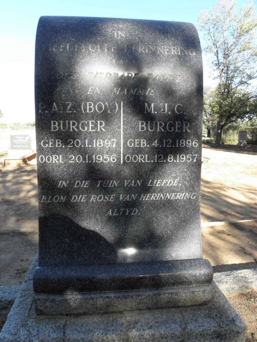BURGER P.A.Z. 1897-1956 &amp; M.J.C. 1896-1957