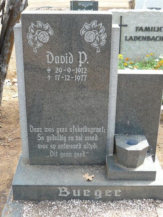 BURGER David Pieter 1912-1977