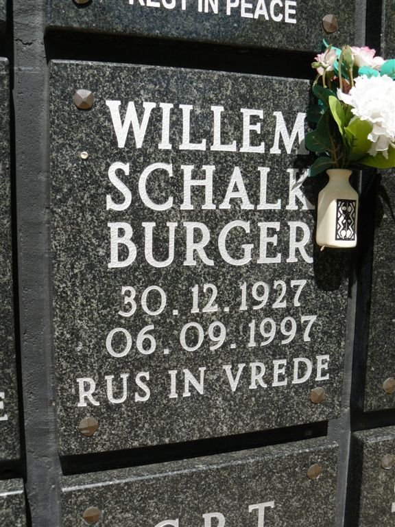 BURGER Willem Schalk 1927-1997