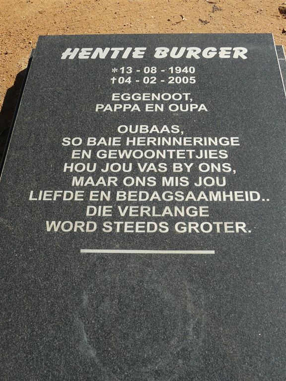 BURGER Hentie 1940-2005