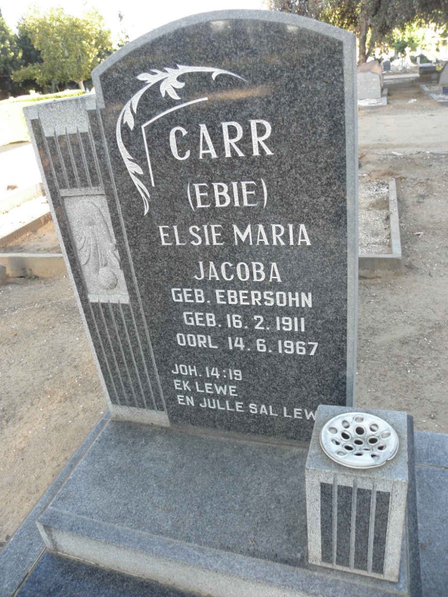 CARR Elsie Maria Jacoba nee EBERSOHN 1911-1967