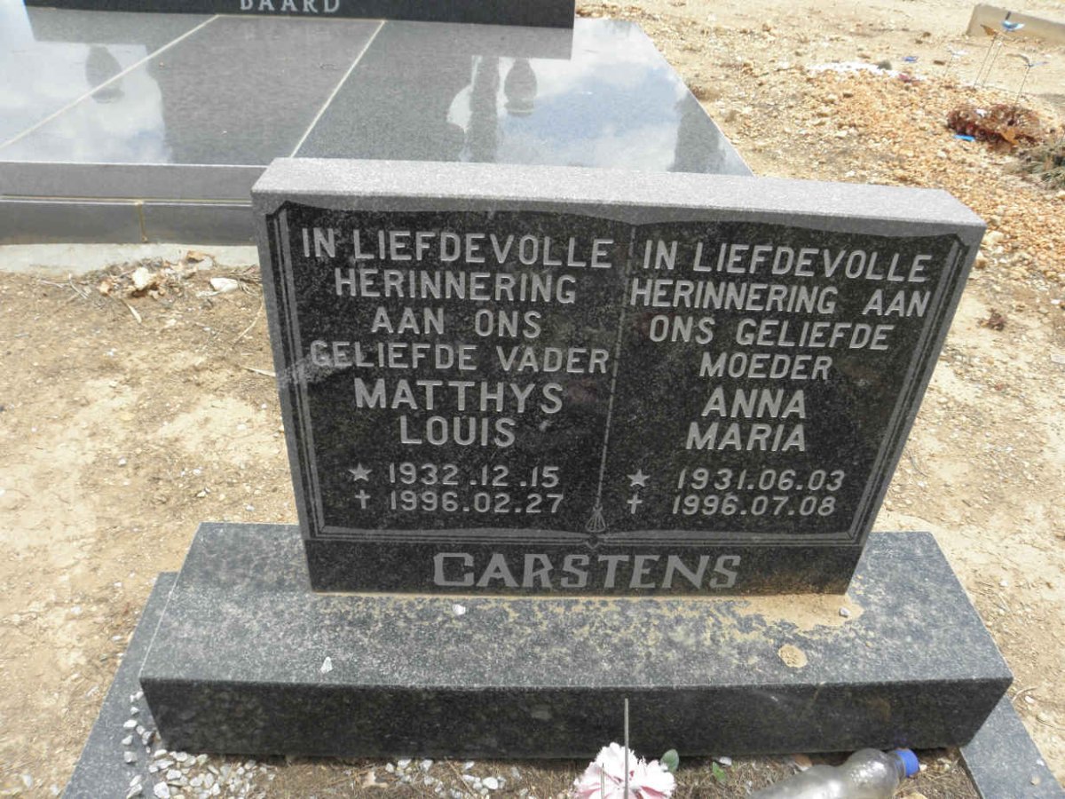 CARSTENS Matthys Louis 1932-1996 &amp; Anna Maria 1931-1996