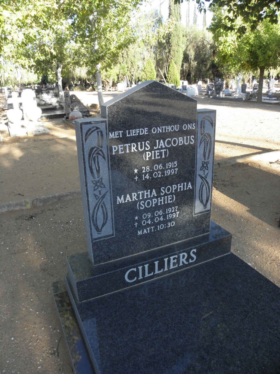 CILLIERS Petrus Jacobus 1915-1997 &amp; Martha Sophia 1927-1997
