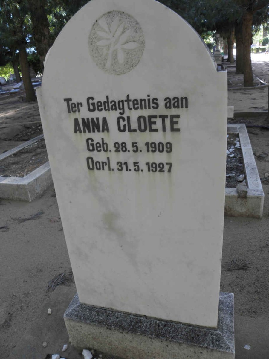 CLOETE Anna 1909-1927