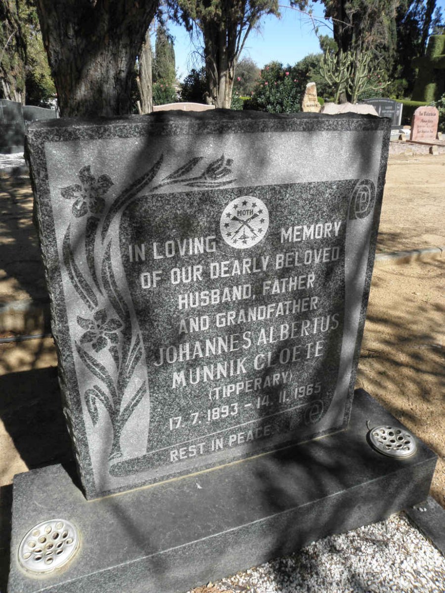 CLOETE Johannes Albertus Munnik 1893-1965