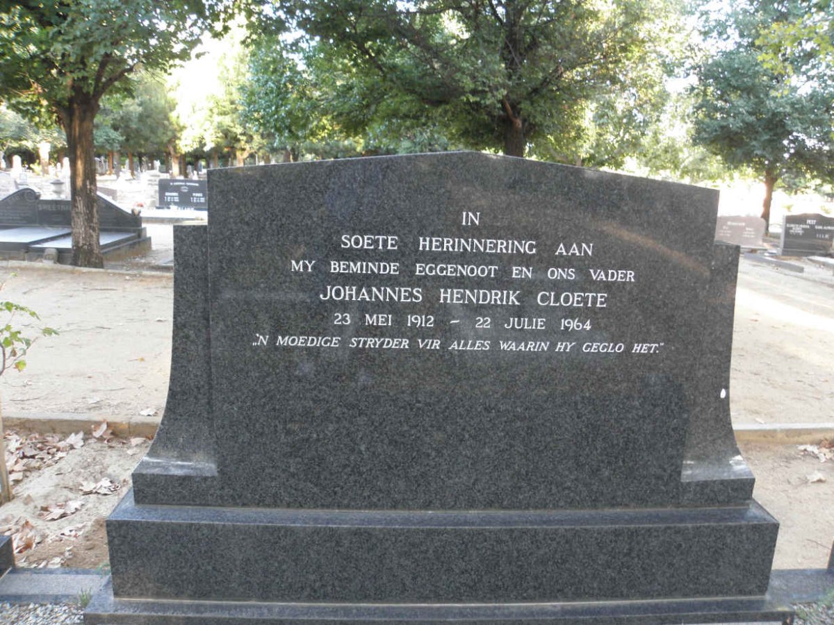 CLOETE Johannes Hendrik 1912-1964