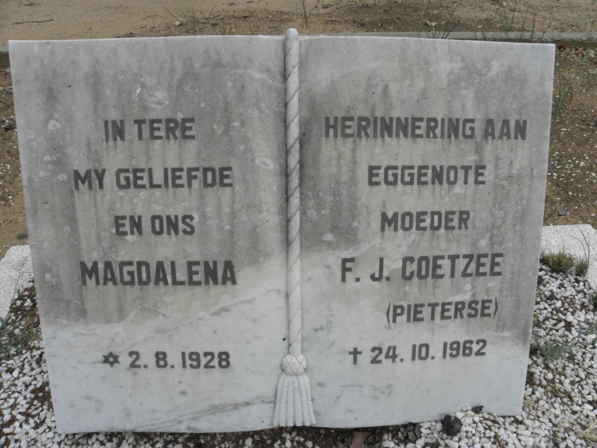 COETZEE F.J. nee PIETERSE 1928-1962
