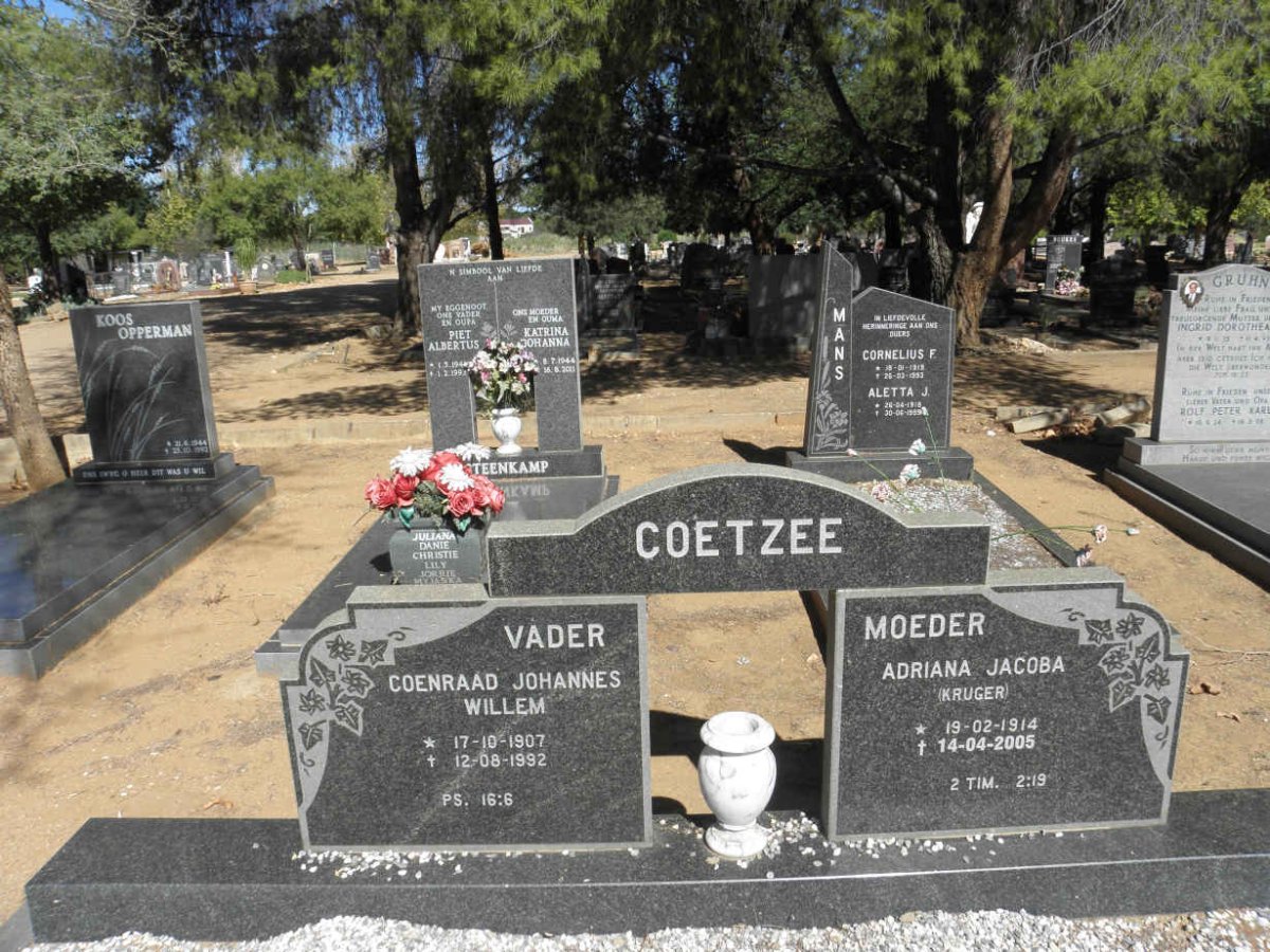 COETZEE Coenraad Johannes Willem 1907-1992 &amp; Adriana Jacoba KRUGER 1914-2005
