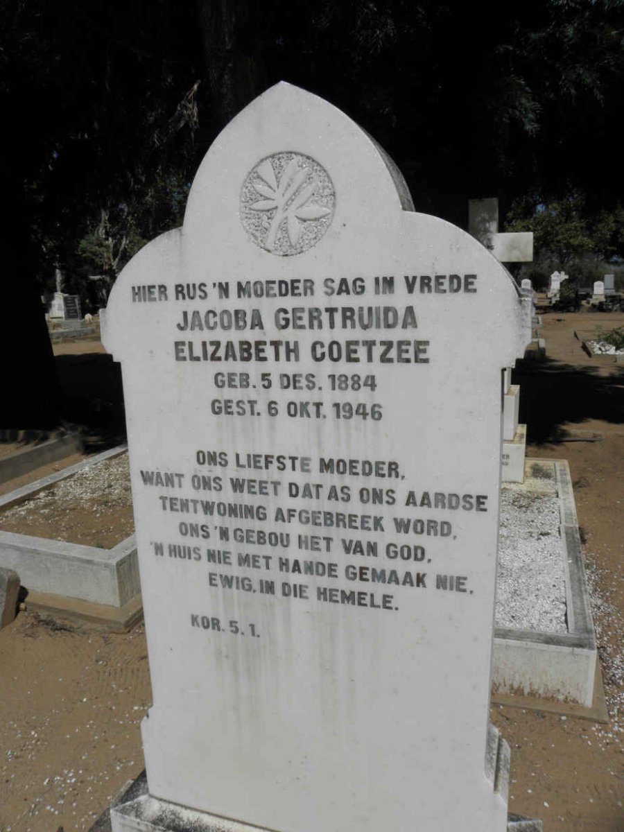 COETZEE Jacoba Gertruida Elizabeth 1884-1946