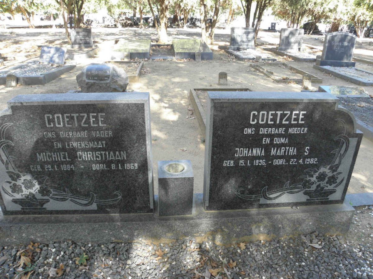COETZEE Michiel Christiaan 1884-1969 &amp; Johanna Martha S. 1896-1982