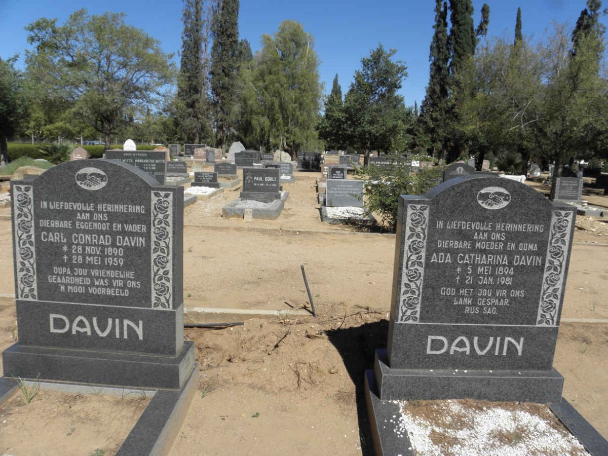 DAVIN Carl Conrad 1890-1959 &amp; Ada Catharina 1894-1981