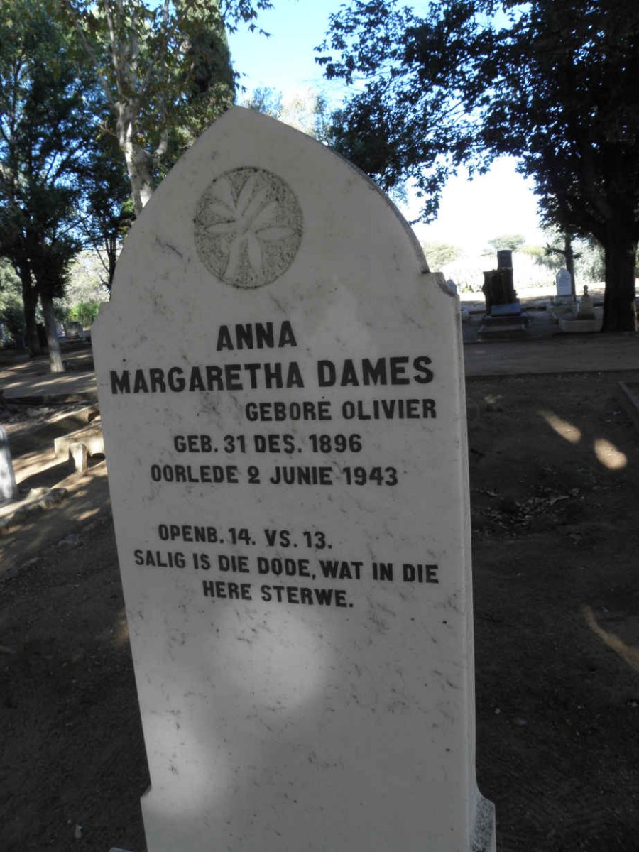 DAMES Anna Margaretha nee OLIVIER 1896-1943