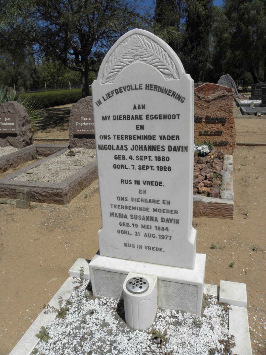 DAVIN Nicolaas Johannes 1880-1926 &amp; Maria Susanna 1884-1977