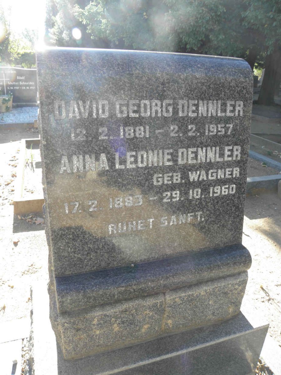 DENNLER David Georg 1881-1957 &amp; Anna Leonie WAGNER 1883-1960