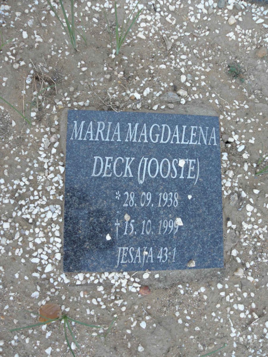 DECK Maria Magdalena nee JOOSTE 1938-1999