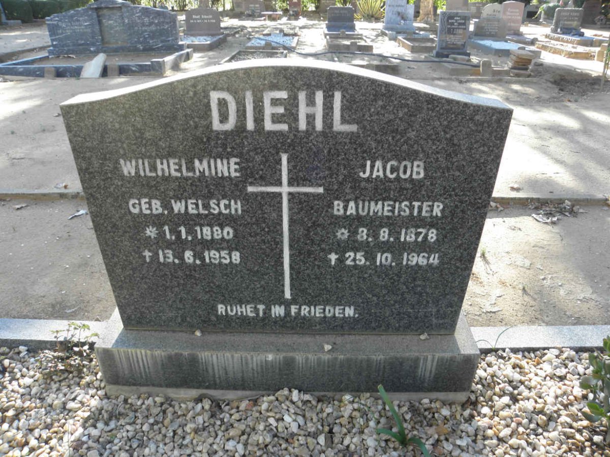 DIEHL Jacob Baumeister 1878-1964 &amp; Wilhelmine WELSCH 1880-1958