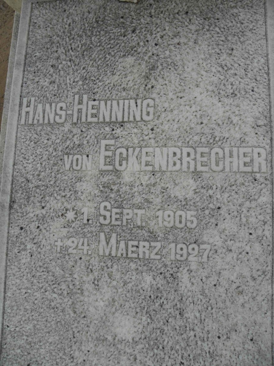ECKENBRECHER Hans-Henning, von 1905-1927