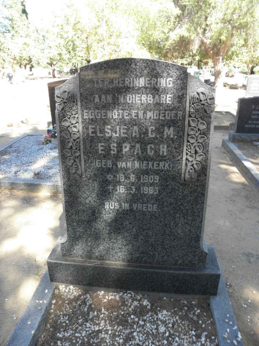 ESPACH Elsje A.C.M. nee VAN NIEKERK 1909-1963