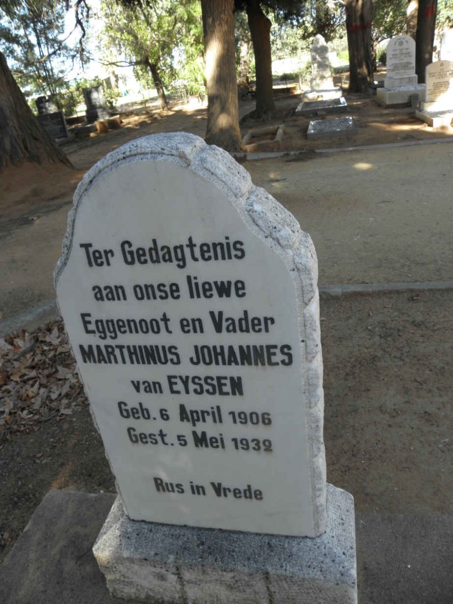 EYSSEN Marthinus Johannes, van 1906-1932