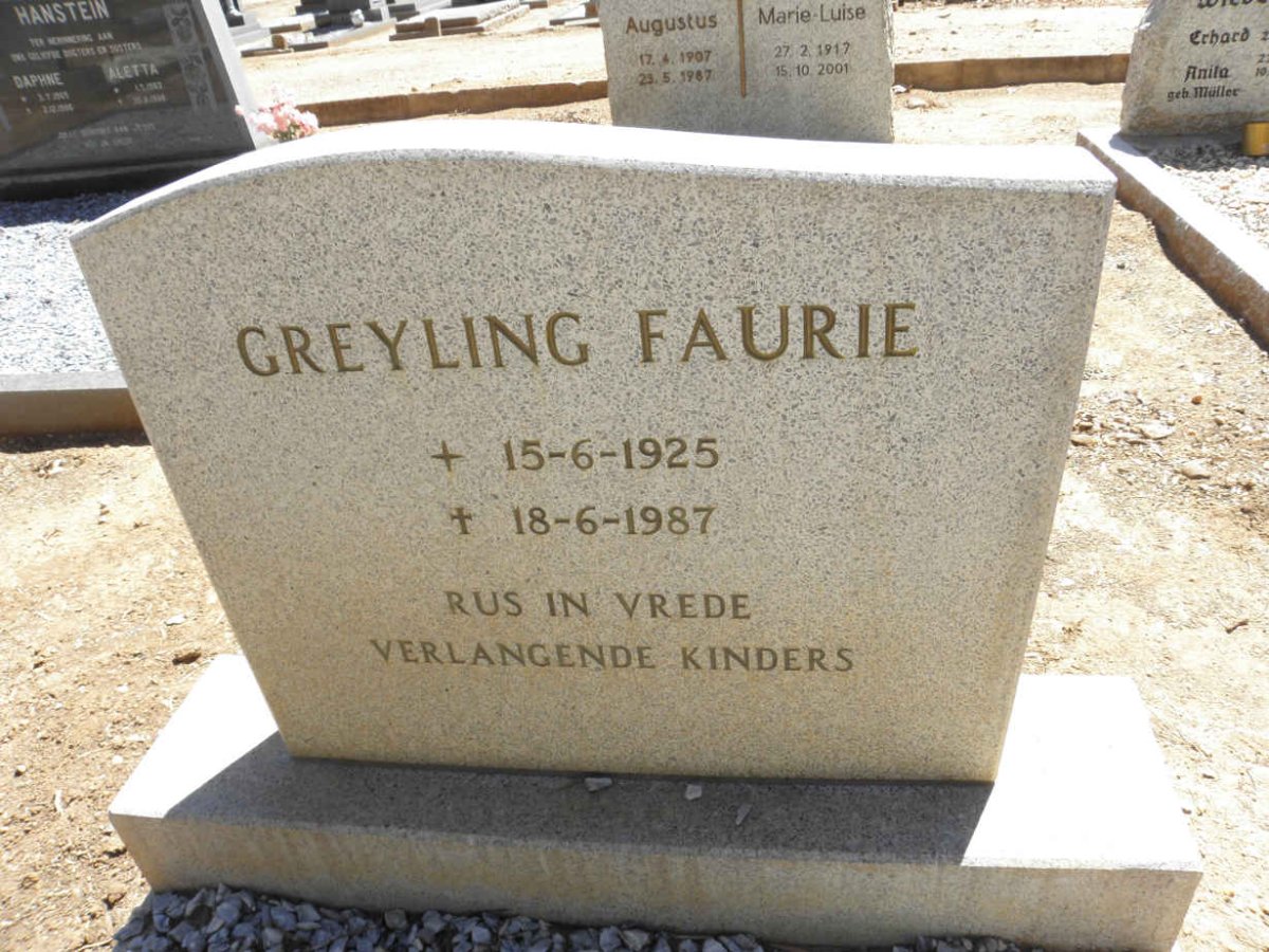 FAURIE Greyling 1925-1987