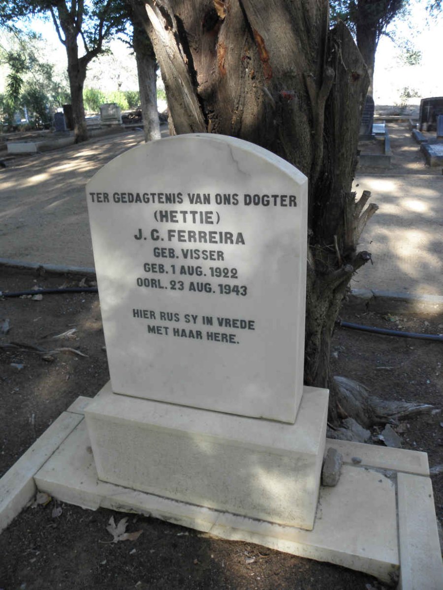 FERREIRA J.C. nee VISSER 1922-1943