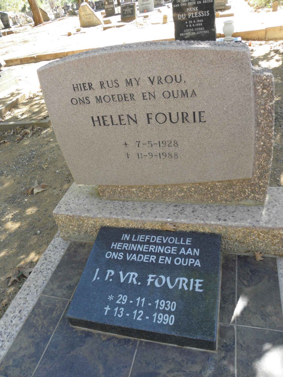 FOURIE J.P. Vr. 1930-1990 &amp; Helen 1928-1988