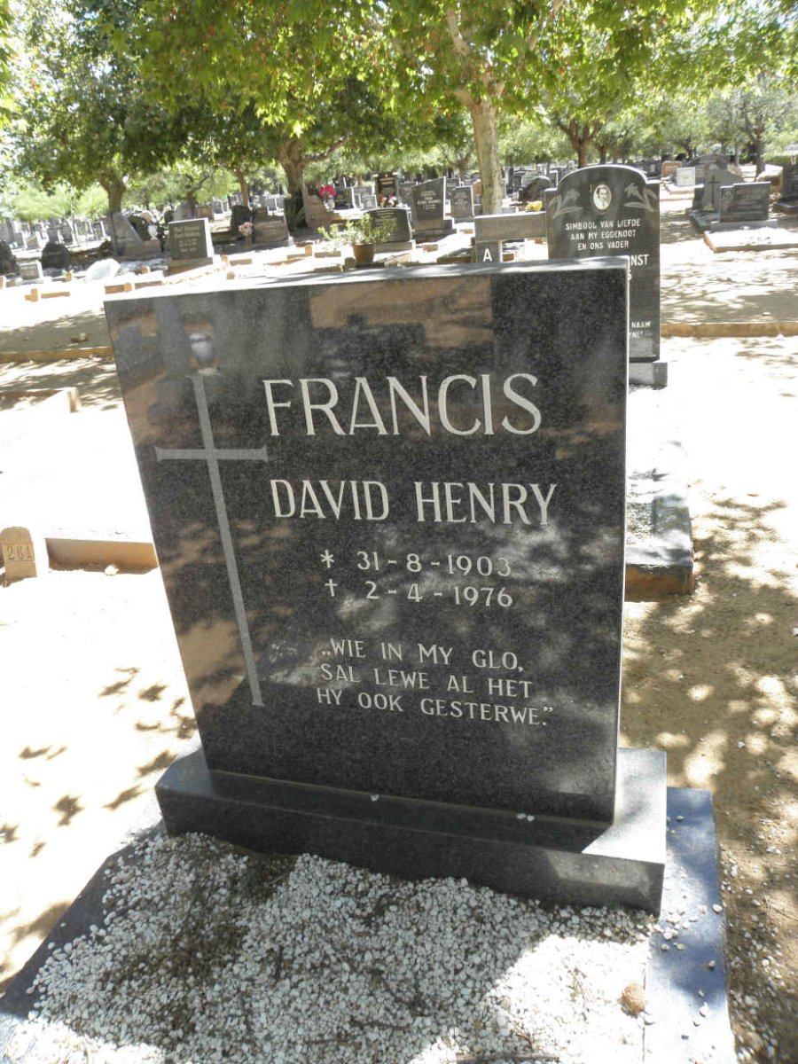 FRANCIS David Henry 1903-1976